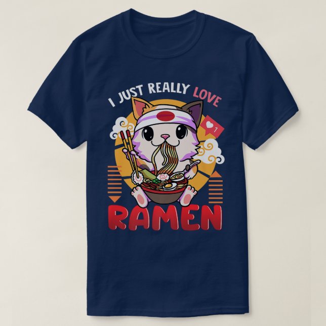 T-shirt Ramen et chats anime cadeaux japonais (Design devant)