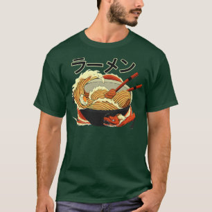 T-shirt Ramen Hiragana Bowl De Nouilles Et Dragon Asiatiqu
