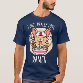 T-shirt Ramen J'Aime Vraiment Ramen Kawaii Corgi Japane