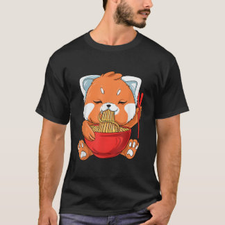 T-shirt Ramen Japonais Panda Rouge Mangeant Ra