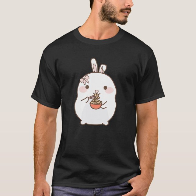T-shirt Ramen Kawaii Bunny Rabbit Manger Ramen Cute Graphi (Devant)