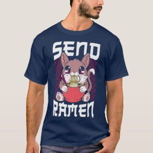 T-shirt Ramen Noodle Bowl Love Japanese Kawaii Cat Send Ra