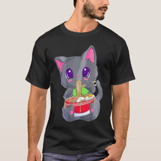 T-shirt Ramen Noodles Kawaii Anime Neko Chat