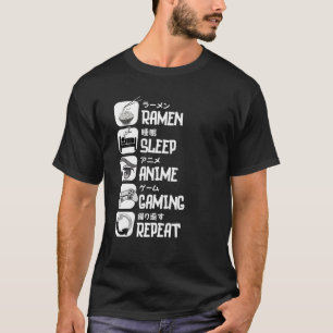 T-shirt Ramen Sleep Anime Jeu Répéter Tee Pour Anime