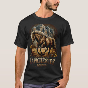 T-shirt Ranchester vintage Wyoming Mountains Horse Western