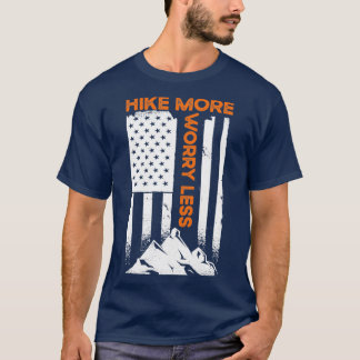 T-shirt Randonnée Drapeau Plus Inquiète Moins