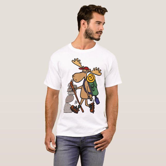 T-shirt Randonnée drôle d'orignaux avec la bande dessinée (Devant entier)