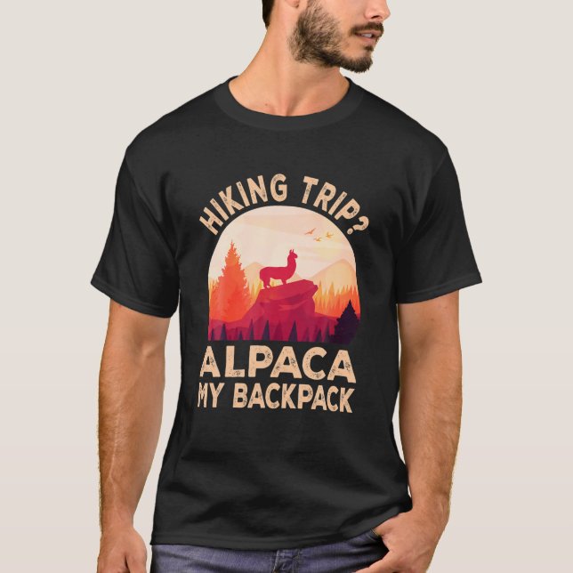 T-shirt Randonnée Voyage Alpaca Mon sac à dos Randonnée de (Devant)
