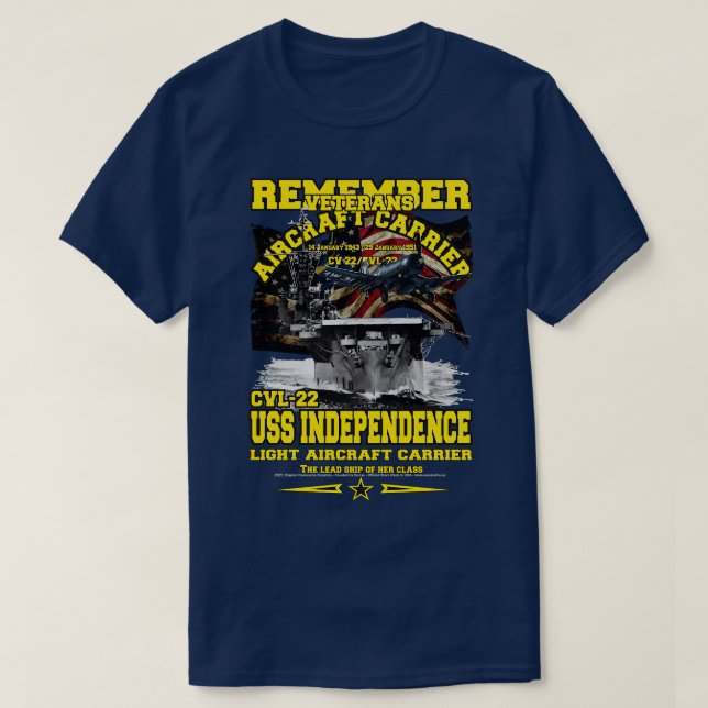 T-shirt RAPPELEZ-VOUS USS Independence CVL22 porte-avions (Design devant)