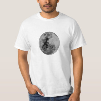 T-shirt Raptor sur la bicyclette dans le ciel avec la lune