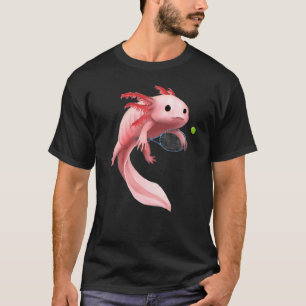 T-shirt Raquette de balle de lézard axolotl blanc Axolotl