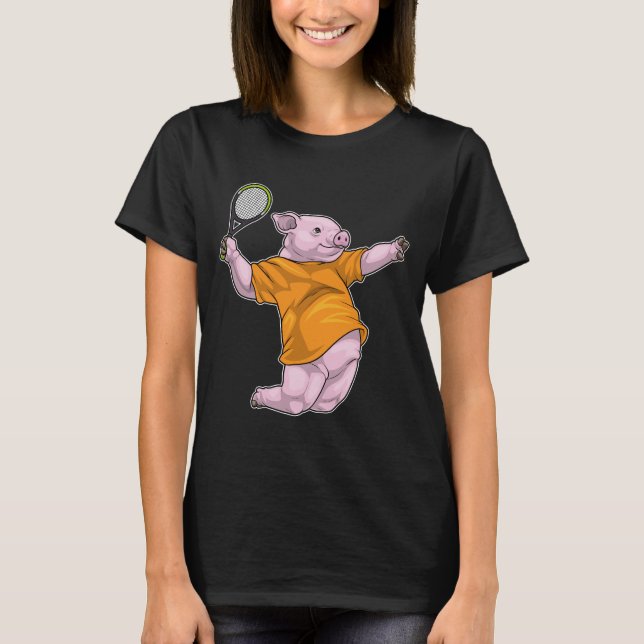 T-shirt Raquette de tennis de porc (Devant)