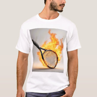 T-shirt Raquette De Tennis Flaming Avec Arrière - plan