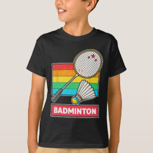 T-shirt Raquette Et Navette Badminton De Style Rétro