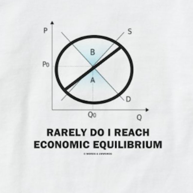 T-shirt Rarely Do I Reach Economic Equilibrium (Econ humor tee featuring supply-and-demand curve for anyone who is not in equilibrium)
