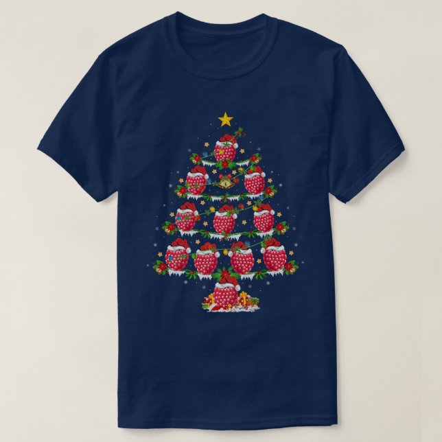 T-shirt Raspberry Fruit Lover Xmas Lumières Raspberry Noël (Design devant)