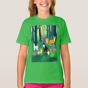 T-shirt Rassemblement de chats dans une clairière de forêt