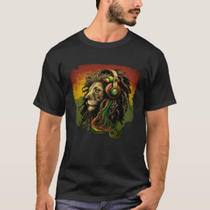 T-shirt Rasta Reggae Lion De Judah Rastafarian Roots Regga