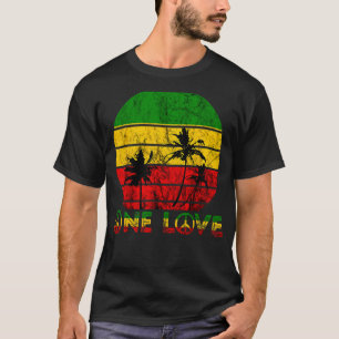T-shirt Rasta Reggae One Love Retro Vintage Sunset Jamaïqu