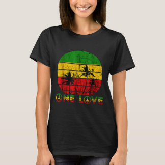 T-shirt Rasta Reggae One Love Retro Vintage Sunset Jamaïqu