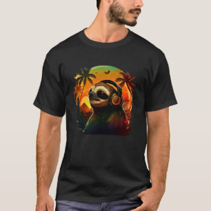 T-shirt Rasta Reggae Sloth Music Rastafari Hippie Jamaïcai