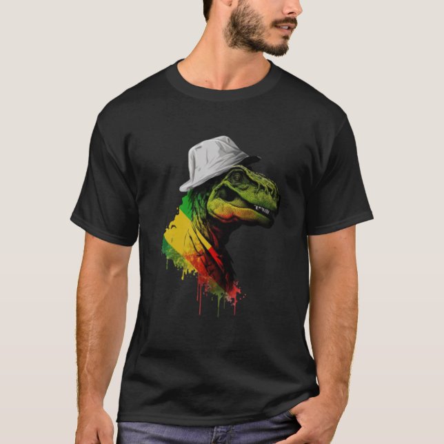 T-shirt Rasta Rex élégant Rastafari Reggae & Jamaïque Vibe (Devant)