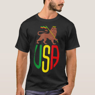 T-shirt Rasta Usa Reggae Music Sion Lion Jamaïque Rastafar