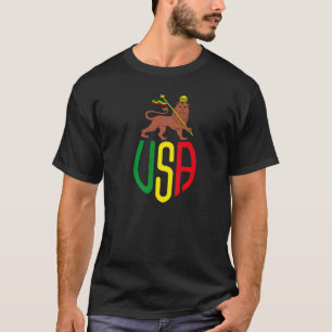 T-shirt Rasta Usa Reggae Music Sion Lion Jamaïque Rastafar