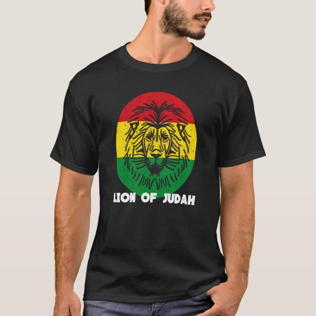 T-shirt Rastafari Lion Head Jamaica Souvenir Rasta Roots R (Devant)