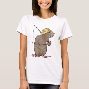 T-shirt Rat à la pêche avec bâton de pêche