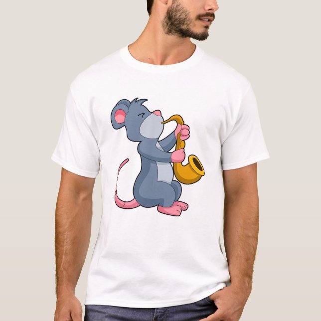 T-shirt Rat à Musique avec Saxophone (Devant)