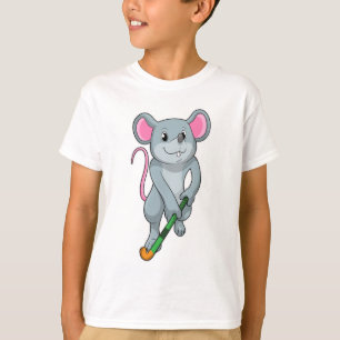 T-shirt Rat au hockey avec chauve-souris de hockey