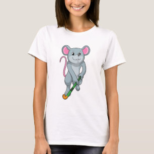 T-shirt Rat au hockey avec chauve-souris de hockey