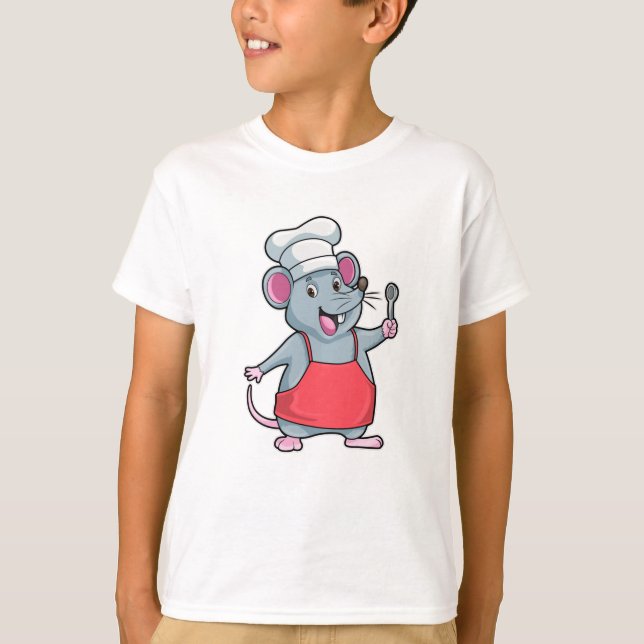 T-shirt Rat comme chef avec tablier de Cuisine et cuillère (Devant)