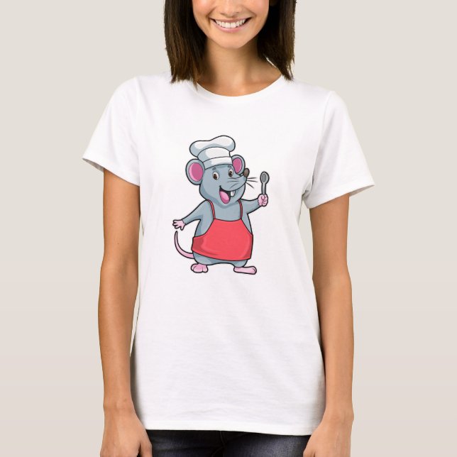 T-shirt Rat comme chef avec tablier de Cuisine et cuillère (Devant)