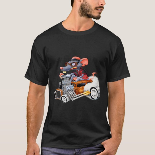 T-shirt Rat Rod Drag Racing Vieux Voitures Scolaires Rat S (Devant)