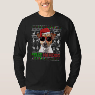 T-shirt Rat Terrier Chien Feliz Navidog Funny Noël