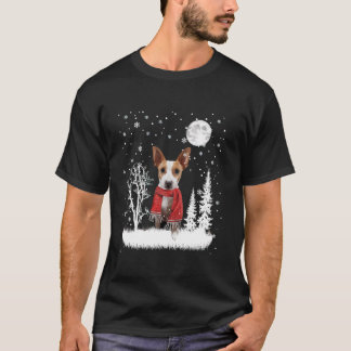 T-shirt Rat Terrier sous le pyjama de Noël de neige au cla
