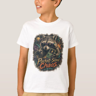 T-shirt Raton laveur de jeu vidéo rétro de chaos de poche