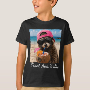 T-shirt Raton laveur de plage sauvage et drôle salé Mème d