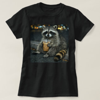 T-shirt Raton laveur drôle buvant du café glacé — Animal m