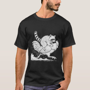 T-shirt Raton laveur drôle montant un coq animal de ferme