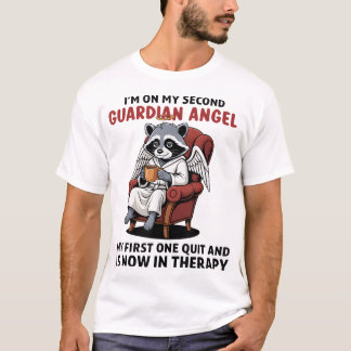 T-shirt Raton laveur Je suis sur mon deuxième ange gardien