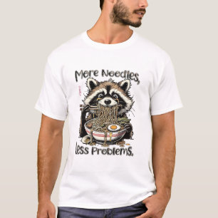 T-shirt raton laveur mangeant des ramen plus de nouilles m