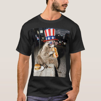 T-shirt Raton laveur mangeant un hot-dog drôle 14 juillet