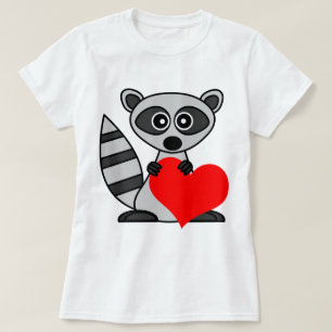 T-shirt Raton laveur mignon de bande dessinée tenant le