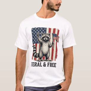 T-shirt Raton laveur patriotique sauvage et libre Chemise
