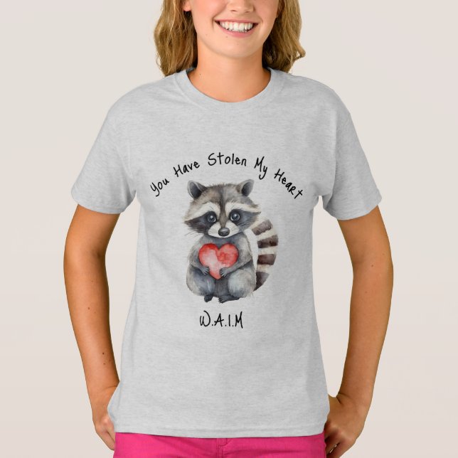 T-shirt Raton laveur pour enfants avec chemise cardiaque (Devant)