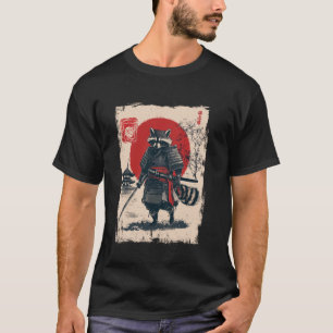 T-shirt Raton laveur samouraï japonais avec katana guerrie