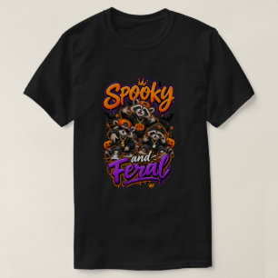 T-shirt Raton laveurs d'Halloween effrayants et sauvages